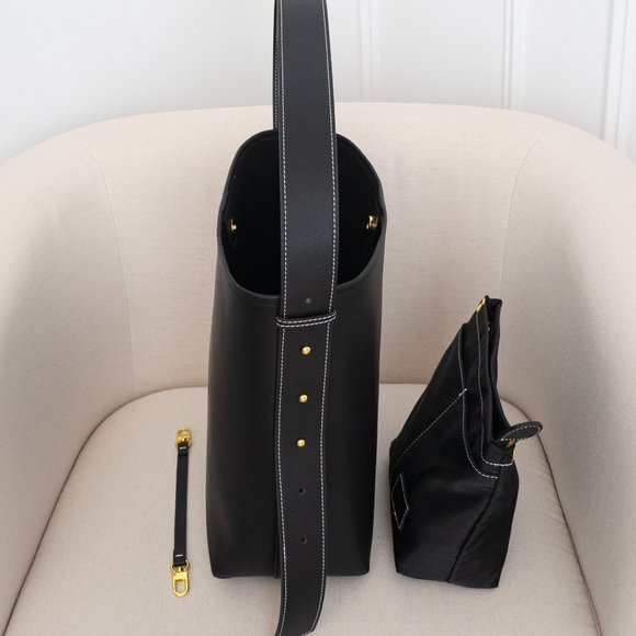 Jolina Leather Bucket Tote - Black - Picture 12 of 13